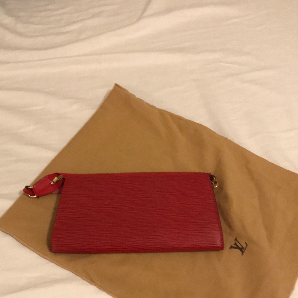 Authentic Louis Vuitton Epi Pouchette in RED.